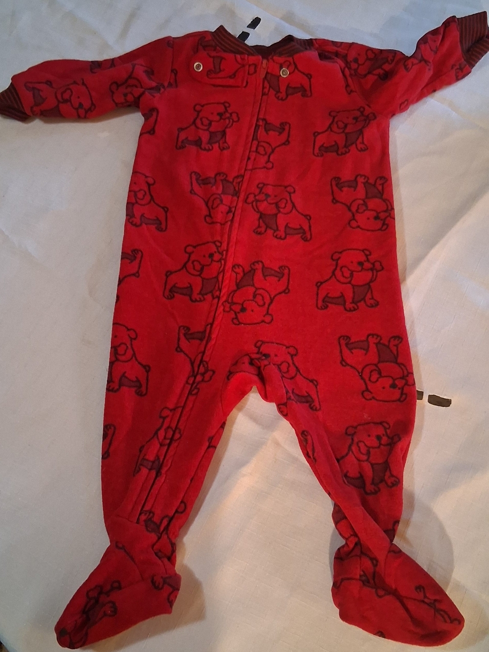 Red Puppy Print Footed One-Piece Pajamas for Kids 6M 260895
